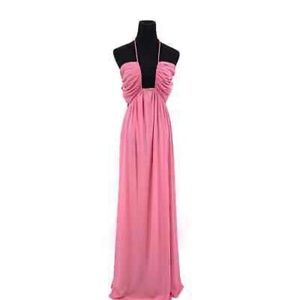 STAUD Colorblock Kanha Reversible Mesh Maxi Halter Dress in Pink / Peach